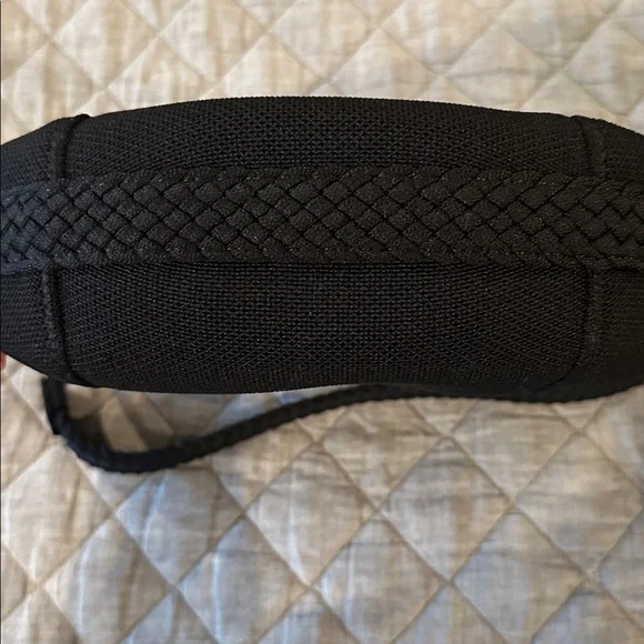 Rothy’s Braided Crescent Bag Black w/ added gold crossbody strap - Picture 5 of 9